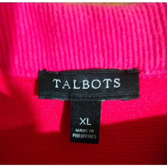 Talbots 3/4 Sleeve Heavy Knit Top with Rolled Collar, Salmon, Sz XL - Picture 4 of 6